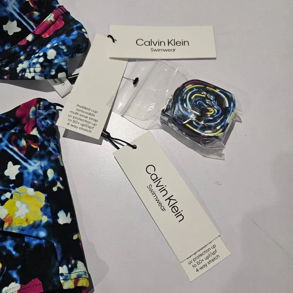 Calvin Klein Printed Balconette Bikini Top & Tummy-Control High-Waist Bottoms